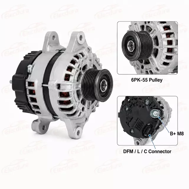 37300-2G750 เครื่องกำเนิดไฟฟ้ากระแสสลับ Lester 11702 พร้อมรอก 6PK-55 และรายละเอียดขั้วต่อ DFM LC