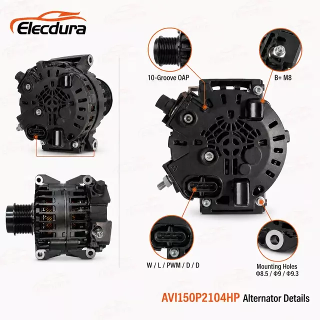 Alternatore AVI150P2104HP 24V 180A con puleggia OAP a 10 gole per Scania