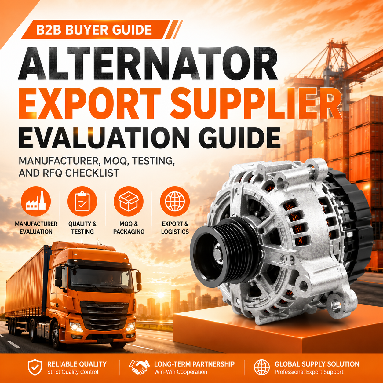 Gu&iacute;a de evaluaci&oacute;n de proveedores de exportaci&oacute;n de alternadores: lista de verificaci&oacute;n del fabricante, MOQ, pruebas y RFQ