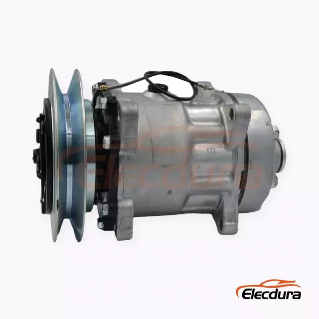 Compressor A/C resistente 7H15 12V 1C 158 mm para equipamentos agr&iacute;colas Kubota vers&atilde;o 12V