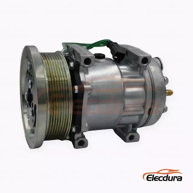 Compresor de aire acondicionado de servicio pesado 7H15, 24 V, 8PK, 133 mm, para versi&oacute;n 8PK con puerto en &aacute;ngulo de oreja larga Caterpillar