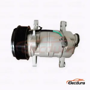 Compresor de aire acondicionado de servicio pesado 10S13G 24V PV8 119 mm para cami&oacute;n Foton Aumark M4 - Puerto trasero