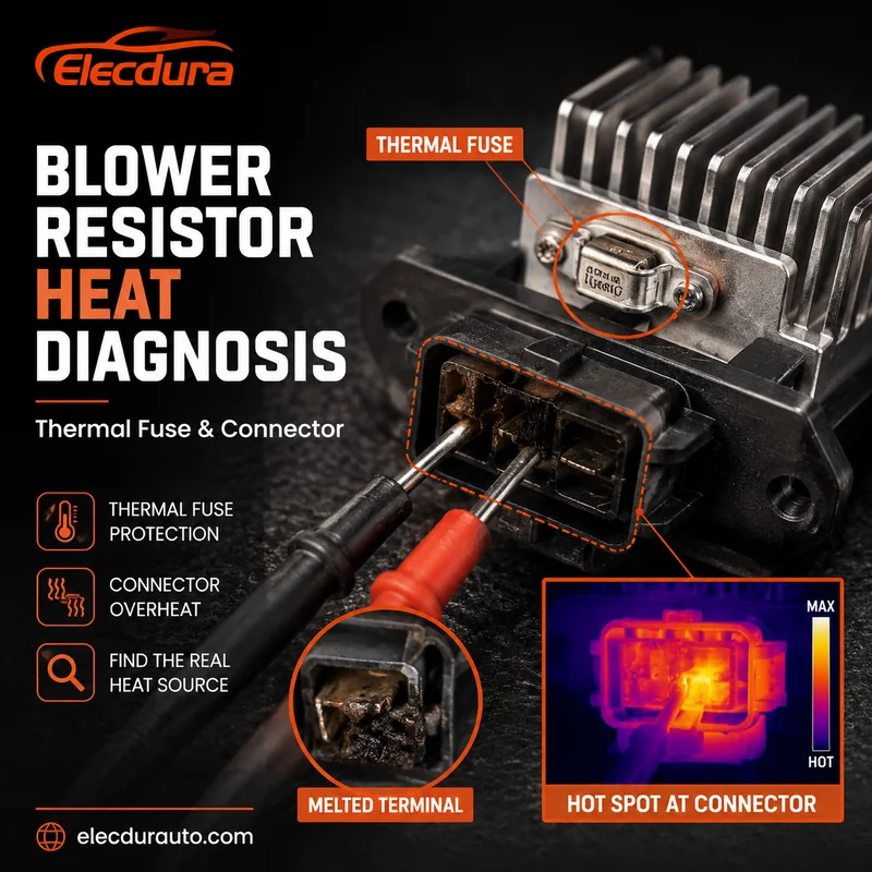 Fus&iacute;vel t&eacute;rmico do resistor do motor do ventilador e diagn&oacute;stico t&eacute;rmico do conector