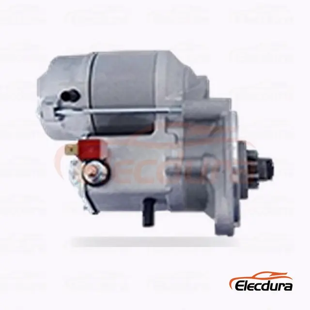 228000-1121 startovac&iacute; motor Isuzu, 12V 1,4kW, 9 zubů, pohled na zadn&iacute; termin&aacute;l