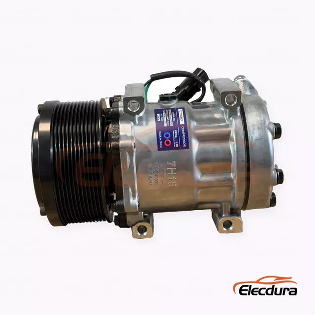 Compressor A/C resistente 7H15 24V 12PK 126 mm para equipamentos Caterpillar com plugue de novo estilo